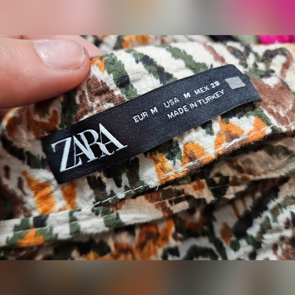 ZARA Textured Sarong Wrap Pareo Mini Skirt Printed Orange/white Multi. Size Med - Picture 7 of 12